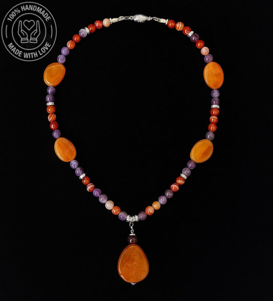 Premium Serisi Akik Ametist Nazar Korumas Pozitif Enerji Veren Uzun Kolye