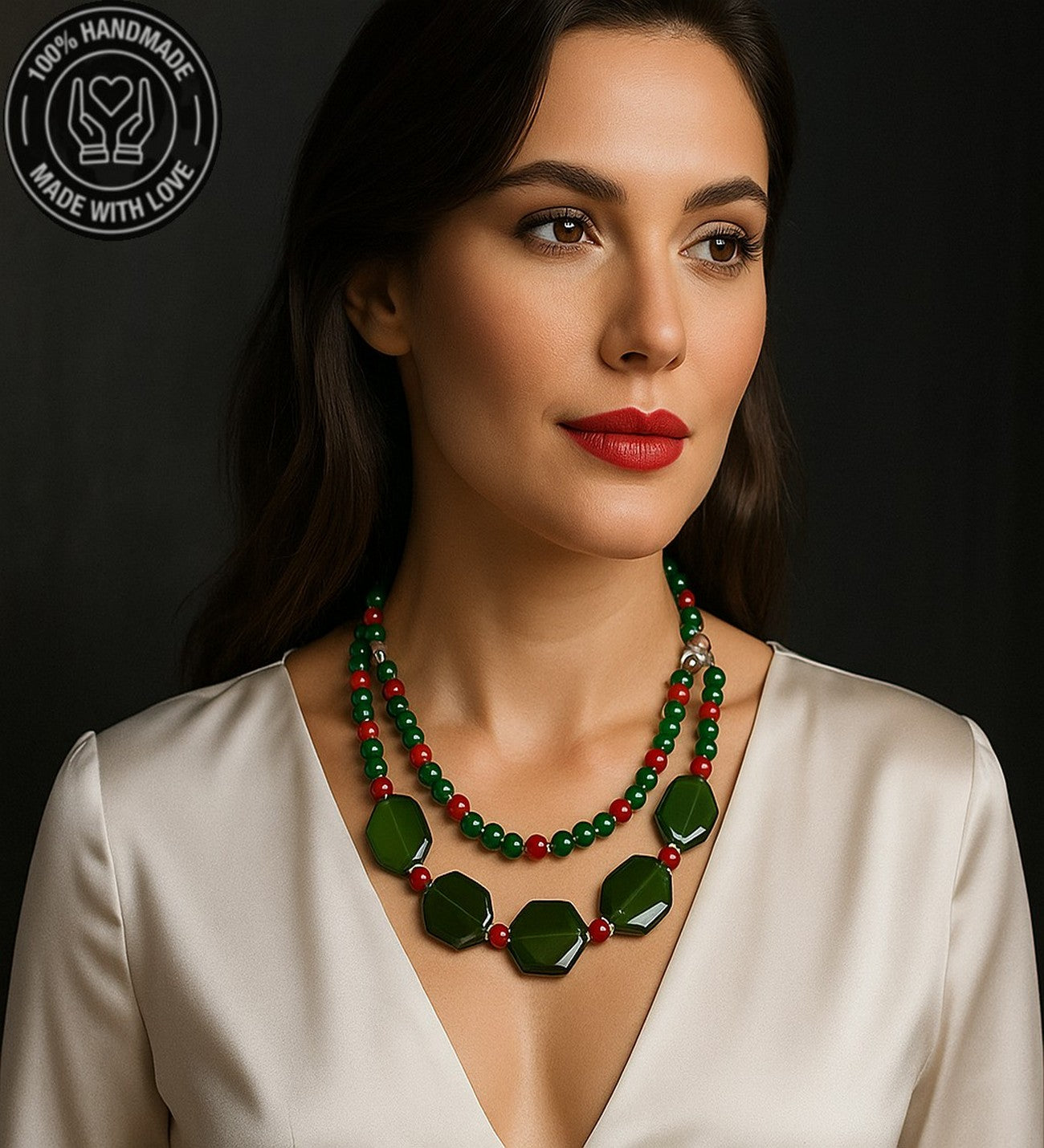 Sedef Akik Mercan 2 Sıralı Şifa Ve Nazardan Koruma Kolyesi