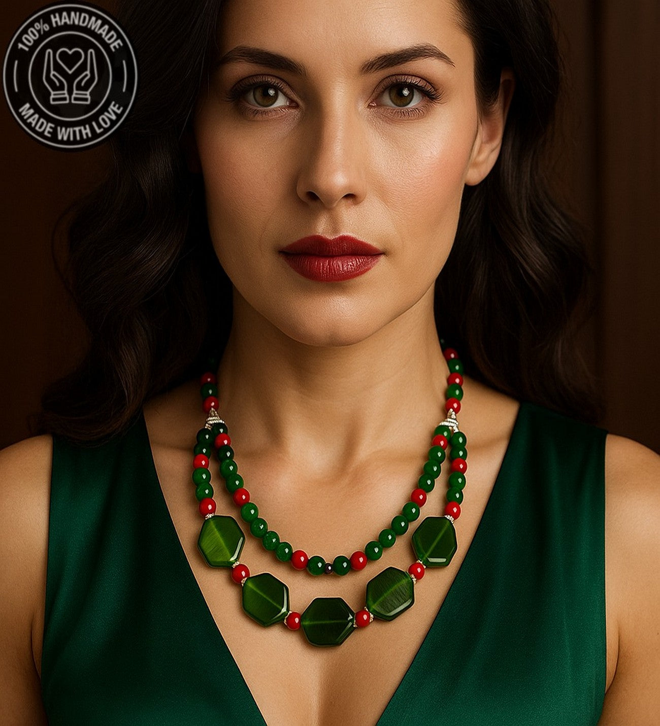 Sedef Akik Mercan 2 Sıralı Şifa Ve Nazardan Koruma Kolyesi