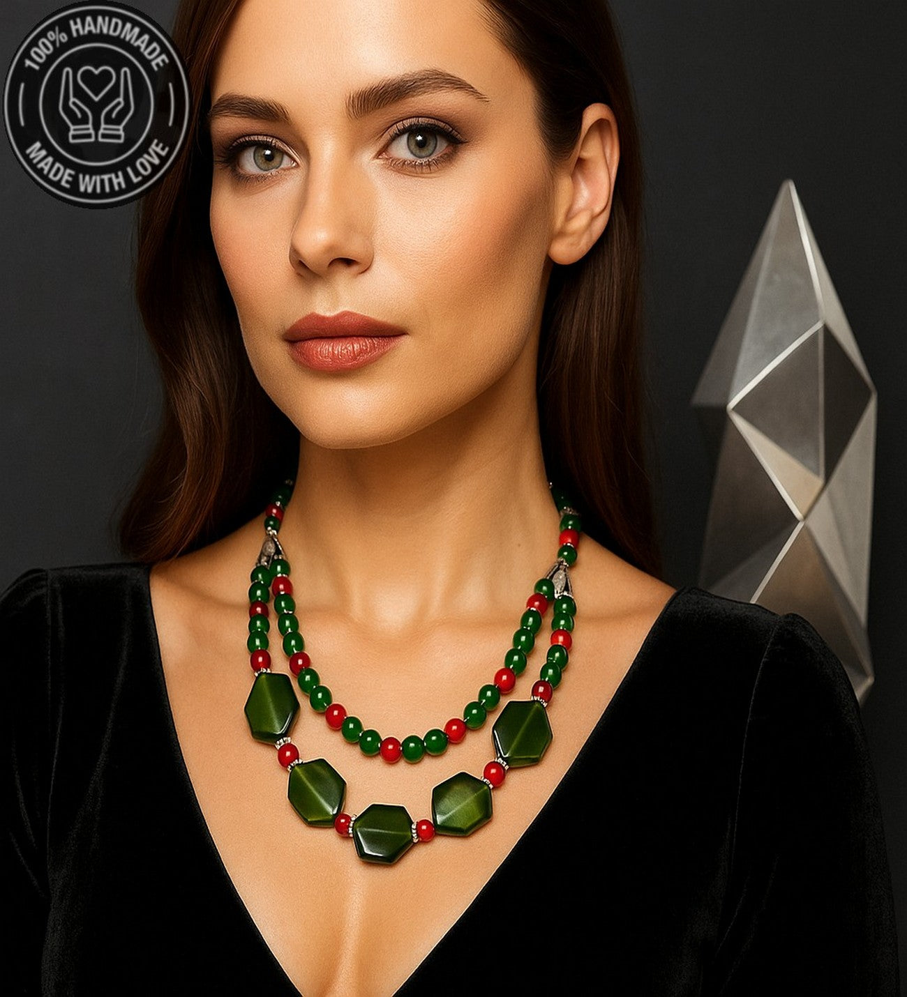 Sedef Akik Mercan 2 Sıralı Şifa Ve Nazardan Koruma Kolyesi