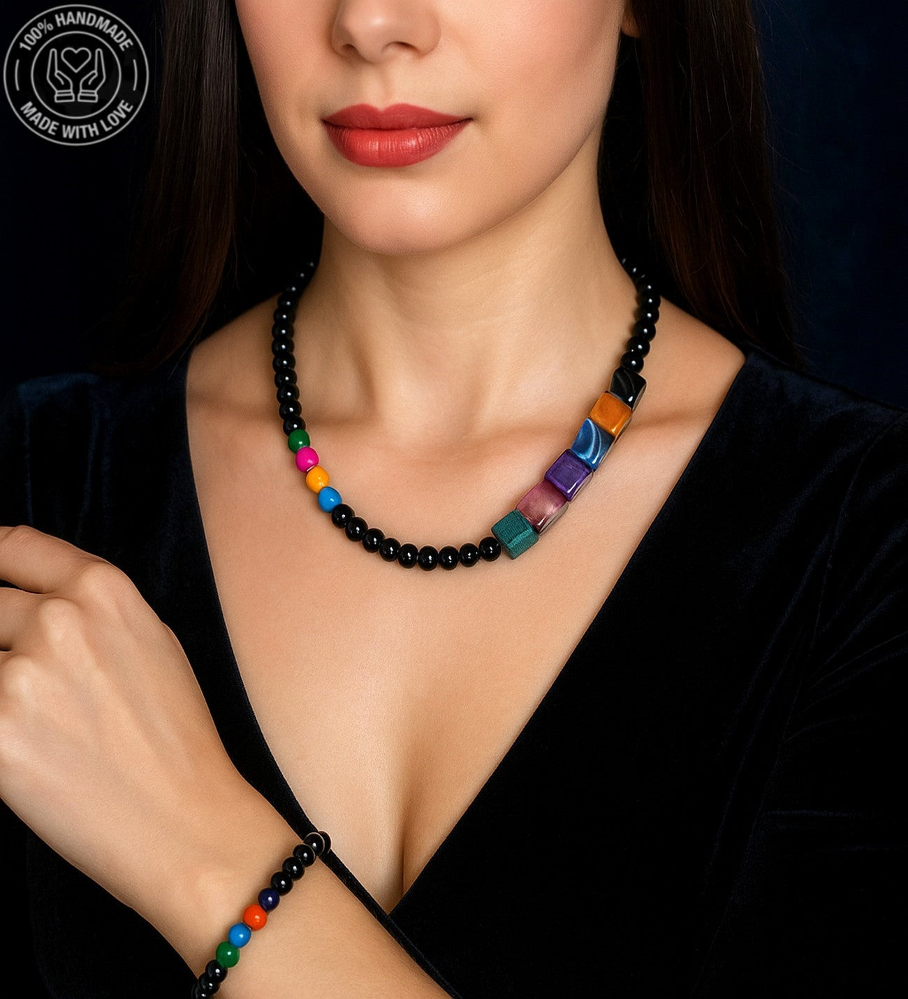 Oniks Akik Güç, Cesaret Ve Nazardan Korunma Kolye Bileklik Seti