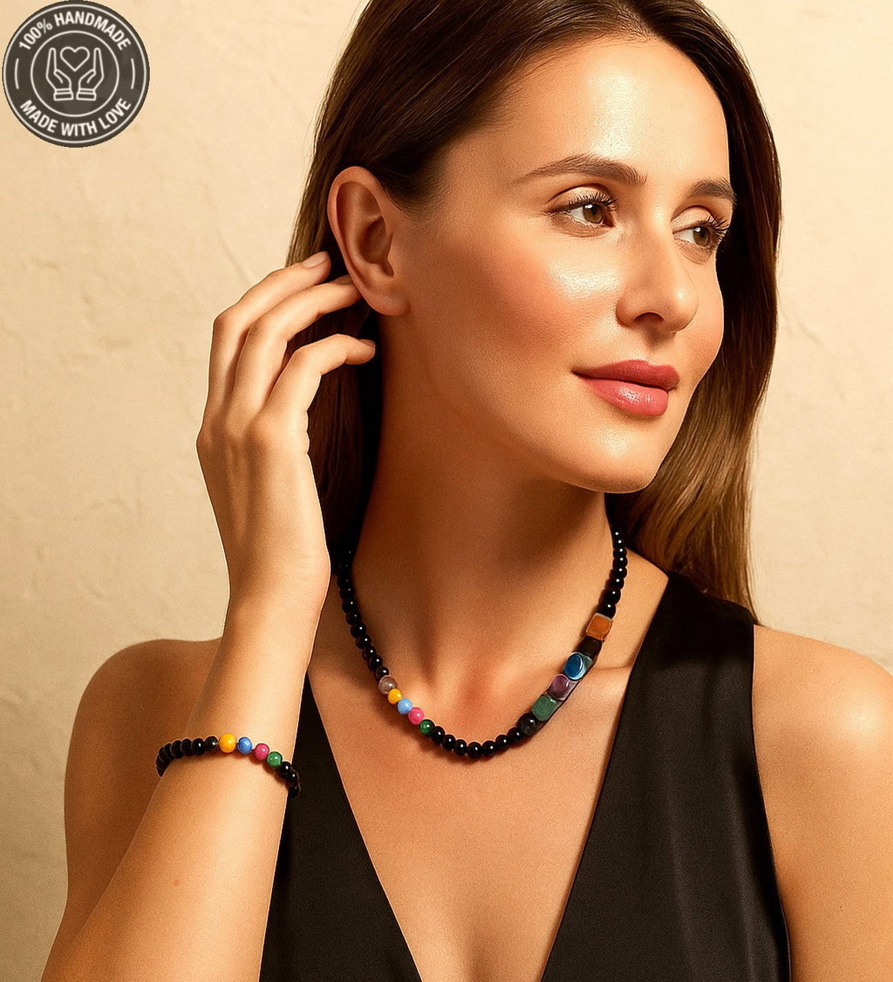 Oniks Akik Güç, Cesaret Ve Nazardan Korunma Kolye Bileklik Seti