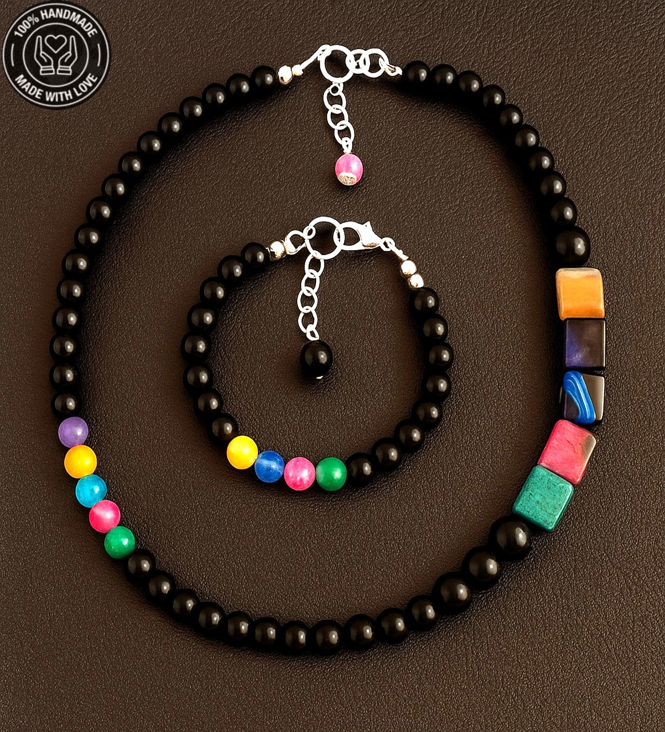 Oniks Akik Güç, Cesaret Ve Nazardan Korunma Kolye Bileklik Seti