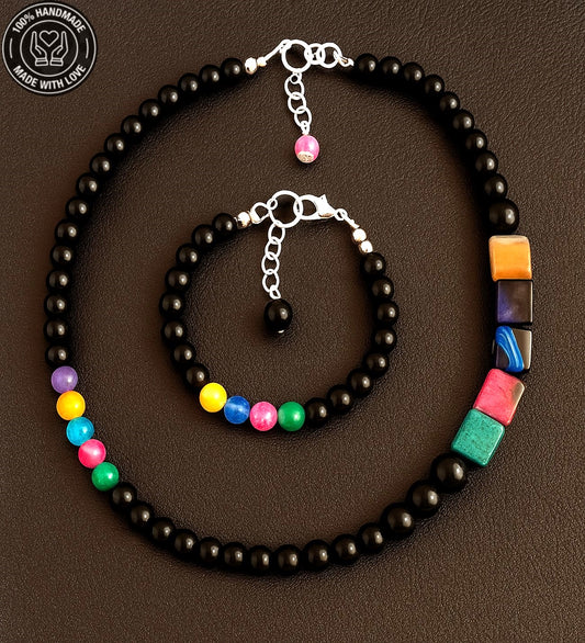 Oniks Akik Güç, Cesaret Ve Nazardan Korunma Kolye Bileklik Seti