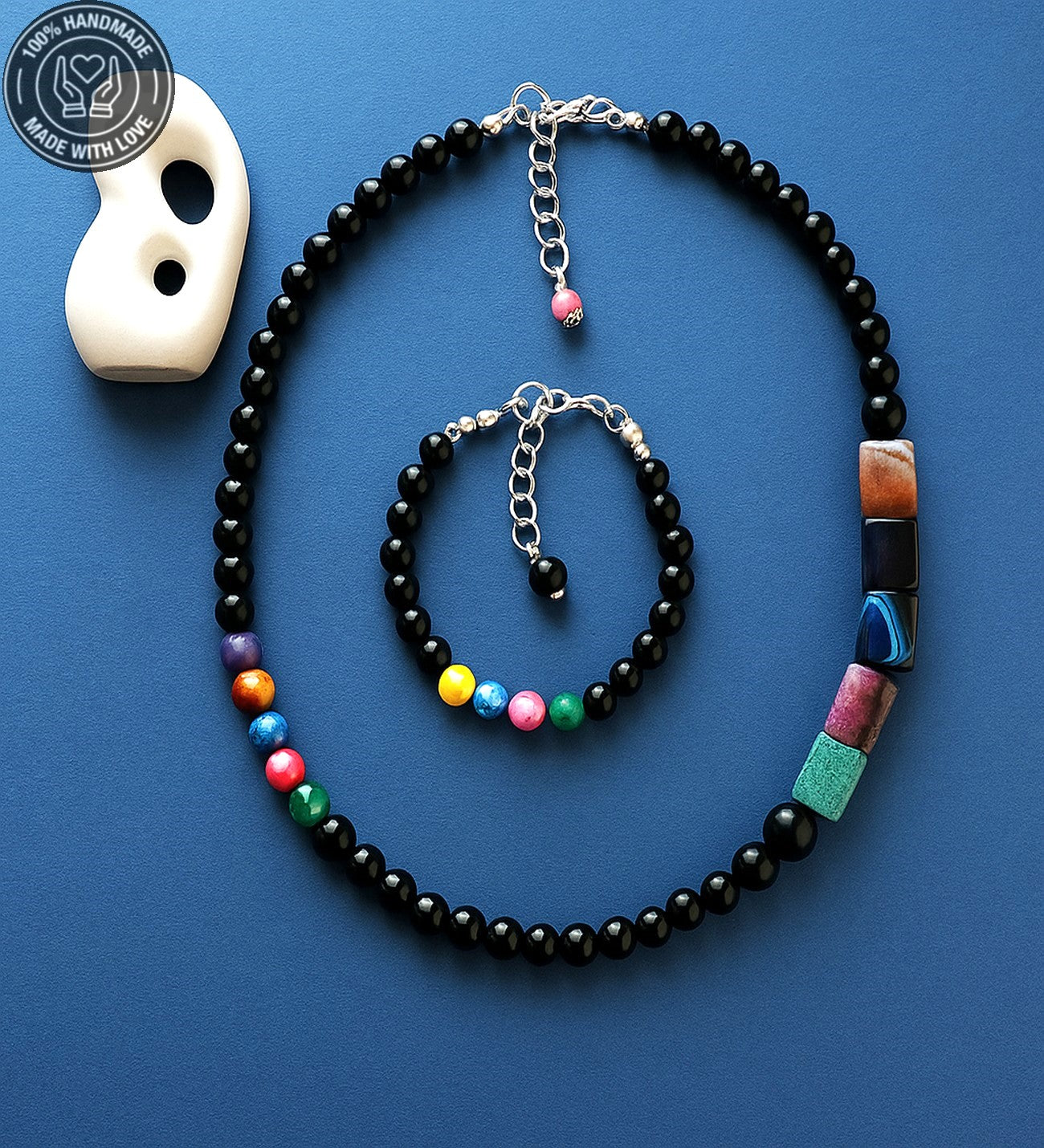 Oniks Akik Güç, Cesaret Ve Nazardan Korunma Kolye Bileklik Seti