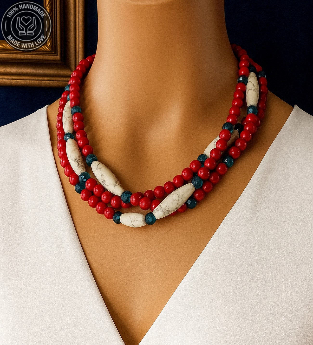 Mercan Havlit 3 Sıralı Nazardan Koruma, Sakinlik Ve Tutku Kolyesi