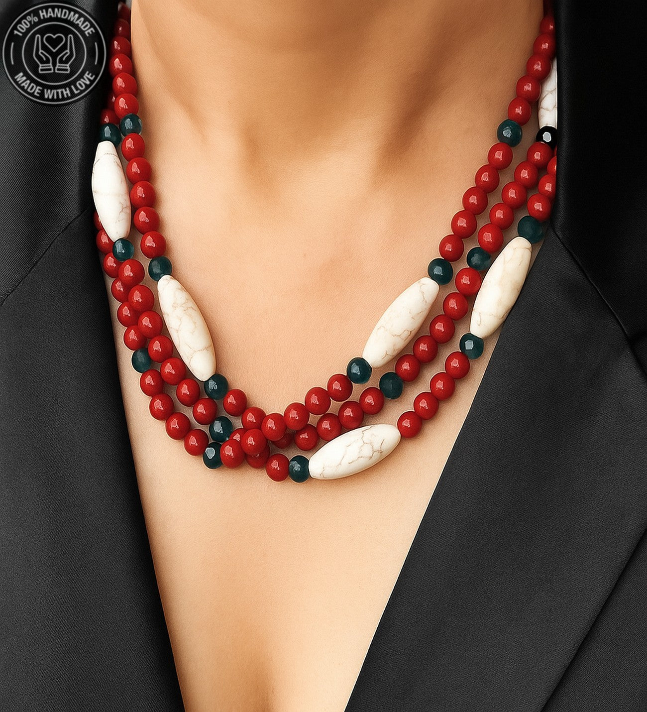 Mercan Havlit 3 Sıralı Nazardan Koruma, Sakinlik Ve Tutku Kolyesi