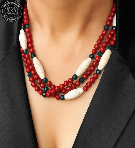 Mercan Havlit 3 Sıralı Nazardan Koruma, Sakinlik Ve Tutku Kolyesi