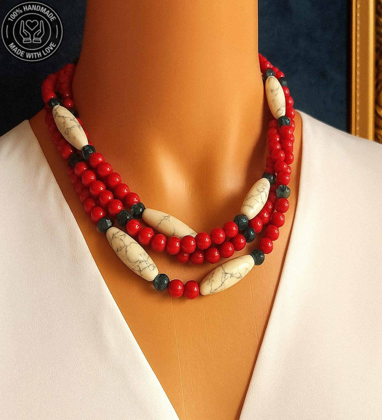 Mercan Havlit 3 Sıralı Nazardan Koruma, Sakinlik Ve Tutku Kolyesi