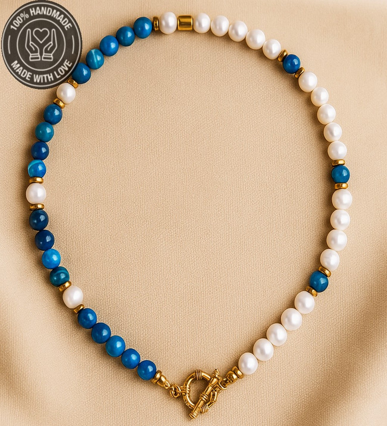 İnci Mavi Akik Sakinlik Ve Koruma Enerjili Premium Kolye