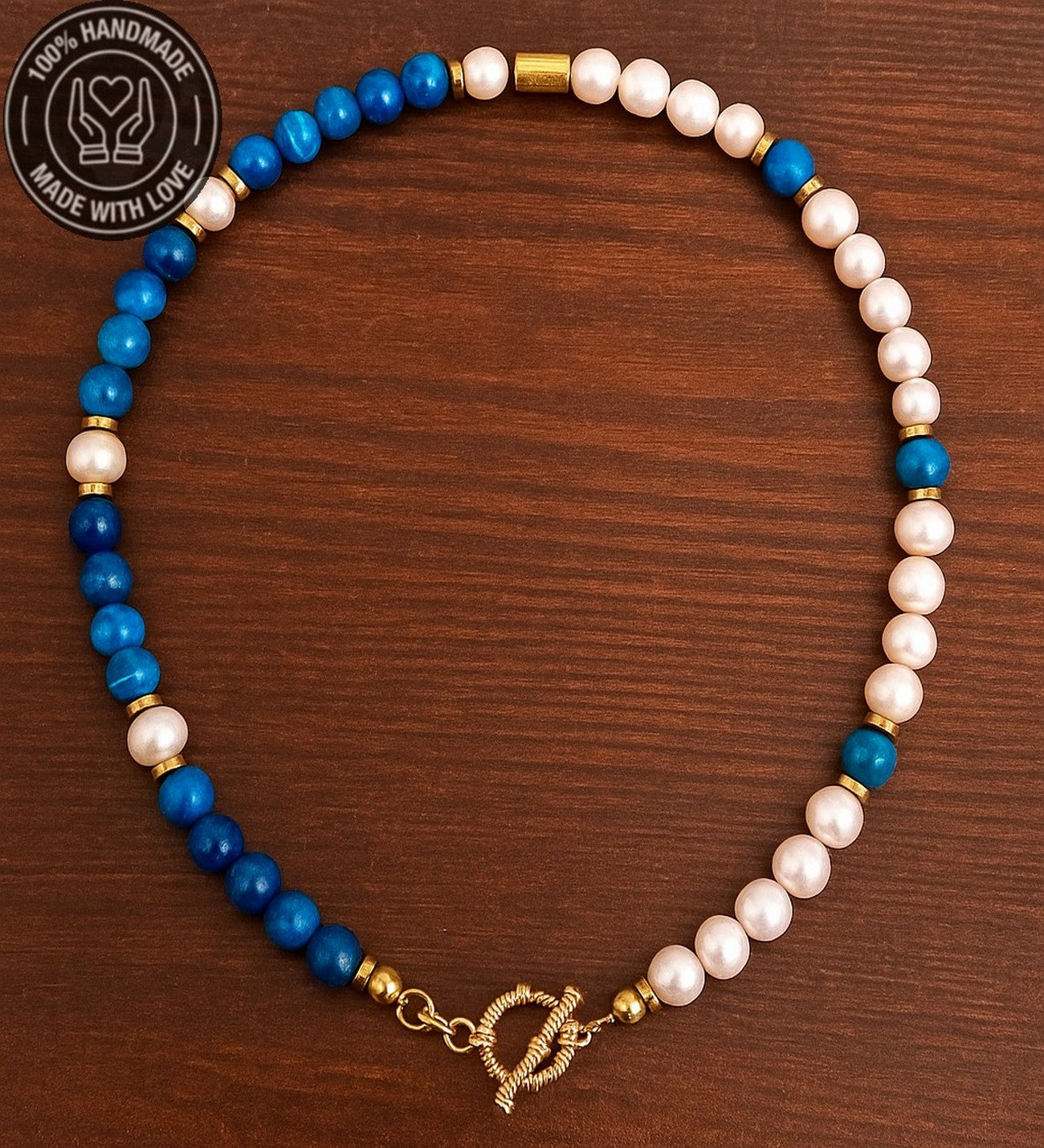 İnci Mavi Akik Sakinlik Ve Koruma Enerjili Premium Kolye