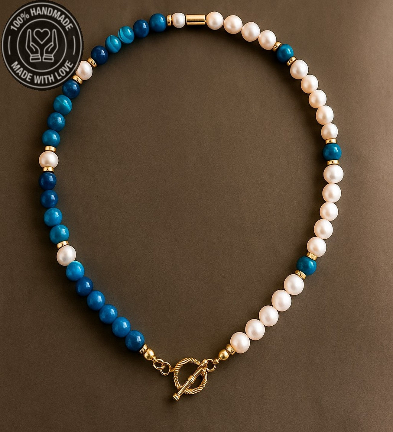 İnci Mavi Akik Sakinlik Ve Koruma Enerjili Premium Kolye