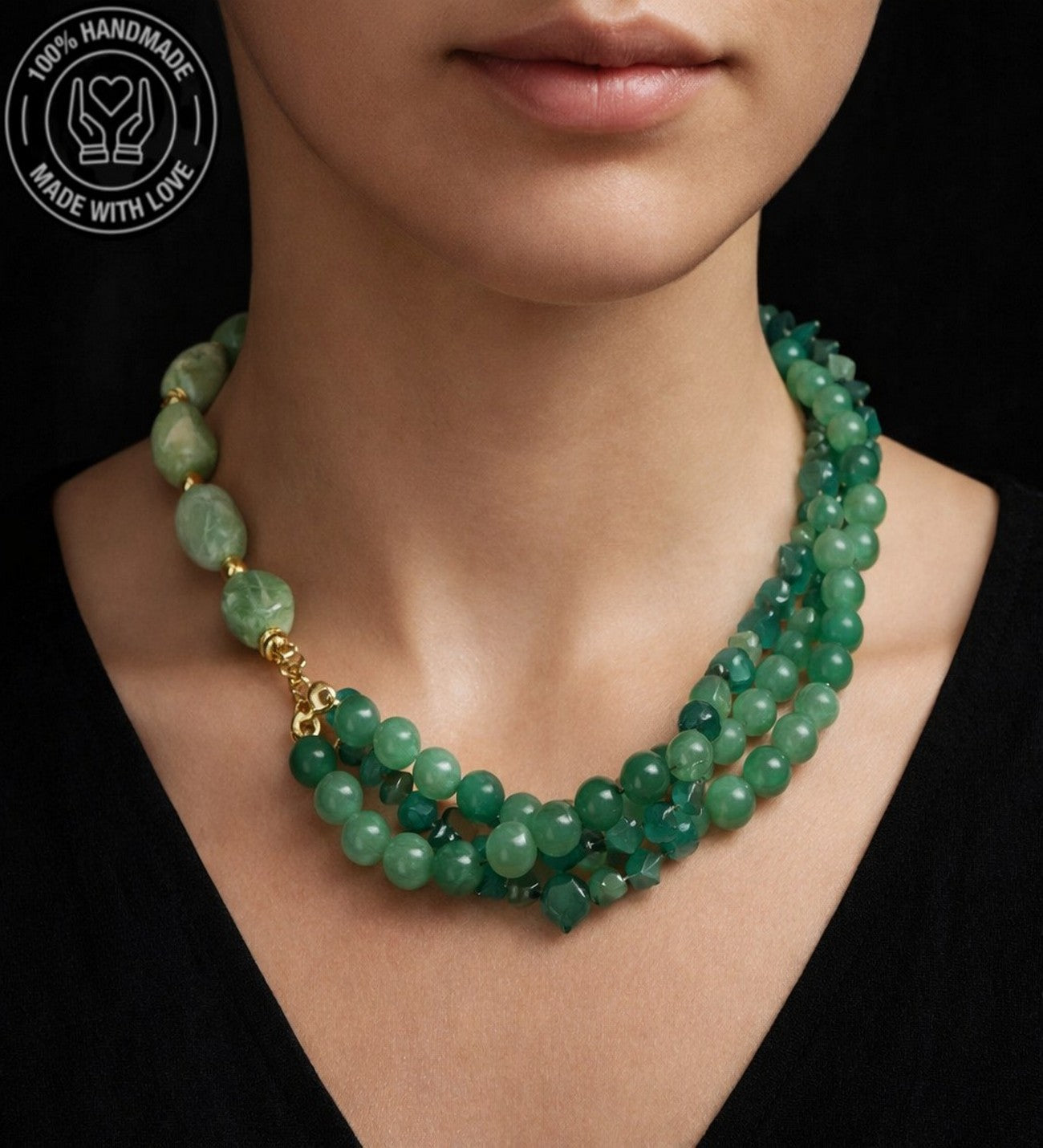 Kuvars Aventurin Bolluk Ve Huzur Kolyesi