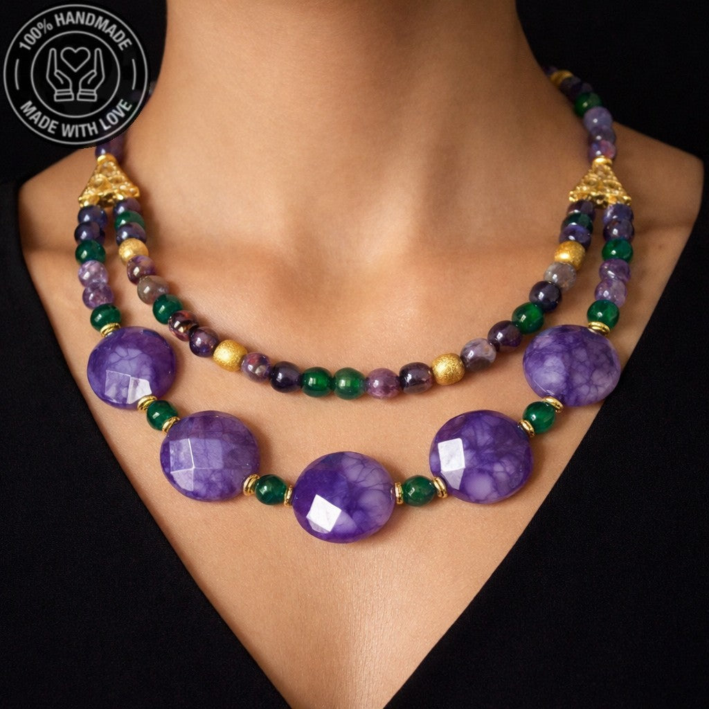 Ametist Akik Ceyt 2 Sıralı Şans Huzur Ve Denge Kolyesi