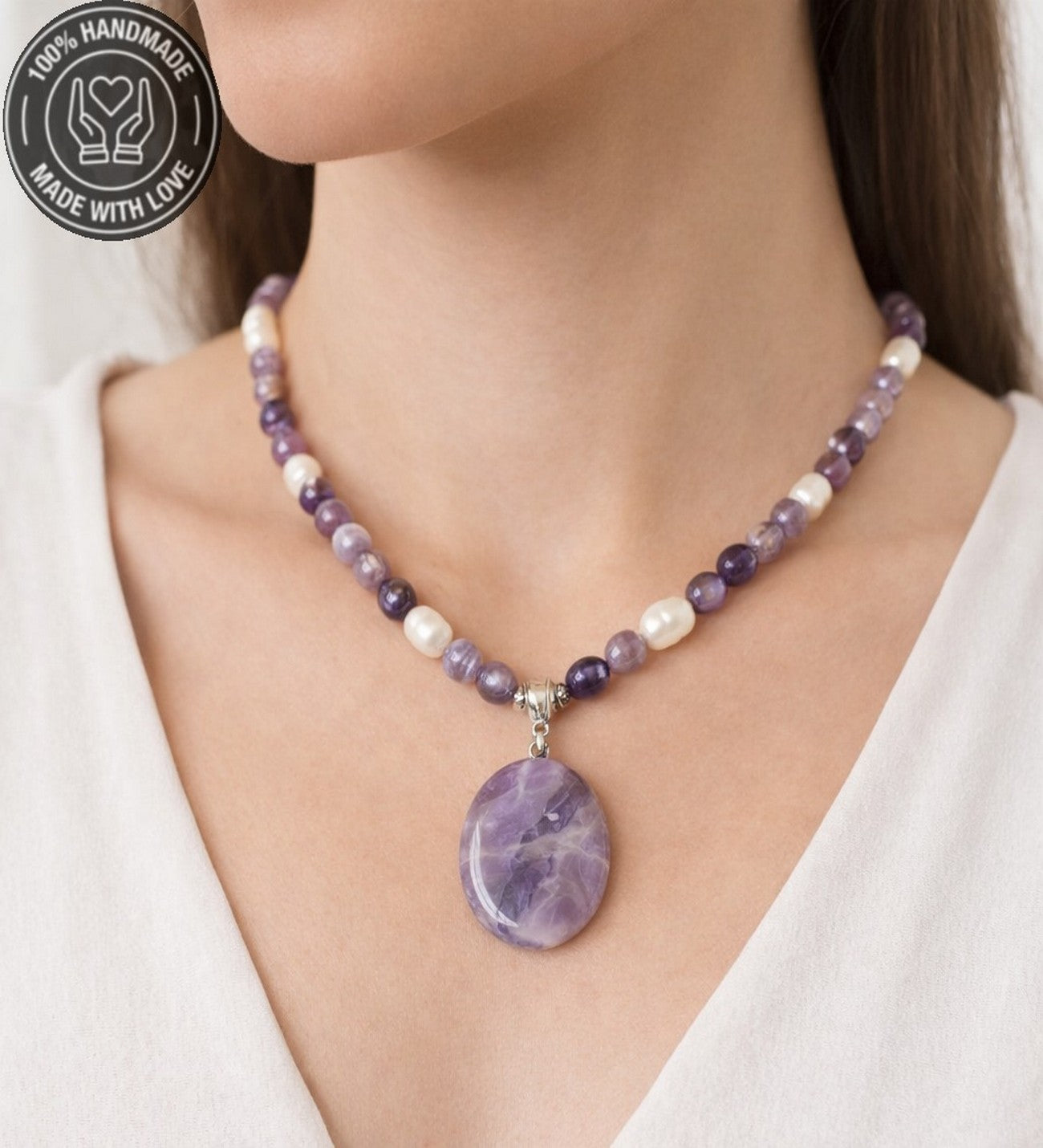 Elit Serisi Ametist Inci Ruhsal Arınma Depresyon Azaltma Ve Iç Huzur Kolyesi