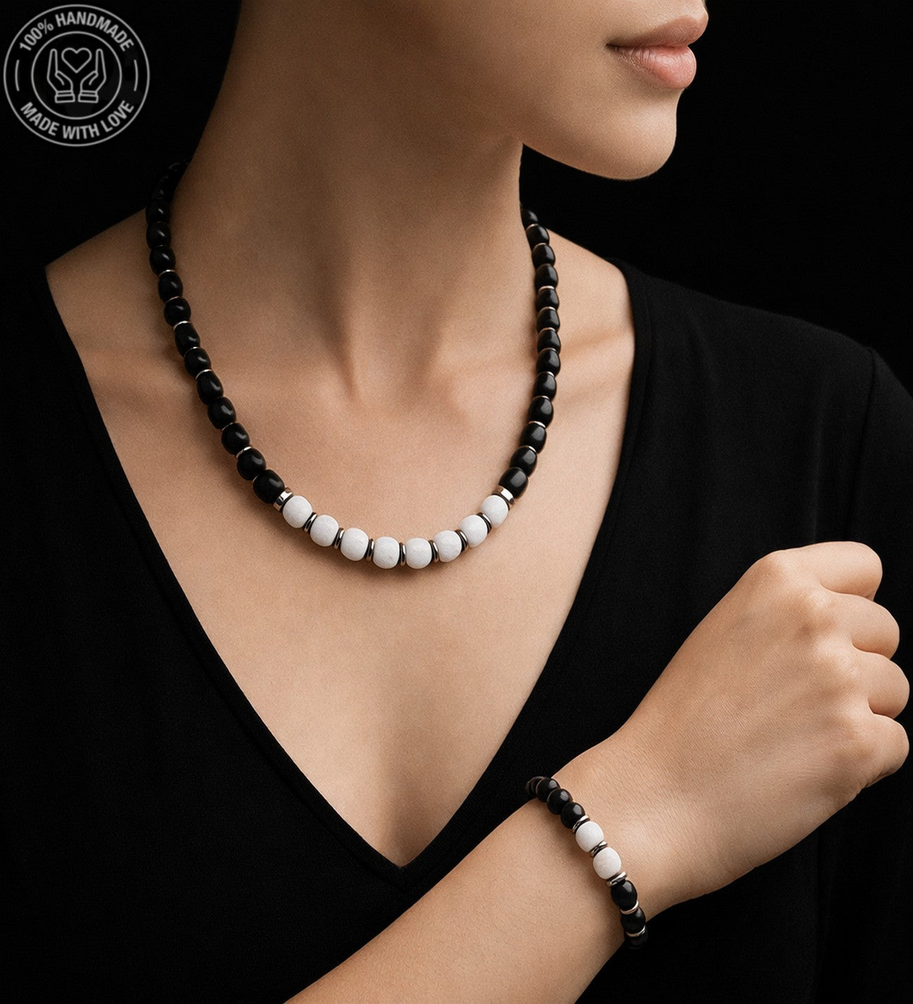 Oniks Havlit Nazardan Korunma Ve Huzur Kolye Bileklik Seti