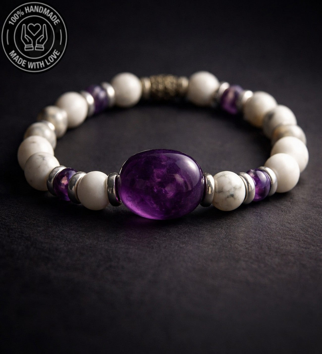 Ametist Havlit Hematit Iç Huzur Ve Bilgelik Bilekliği