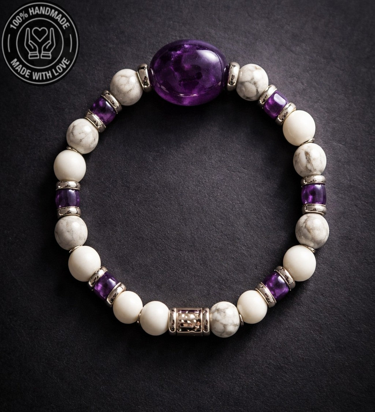 Ametist Havlit Hematit Iç Huzur Ve Bilgelik Bilekliği