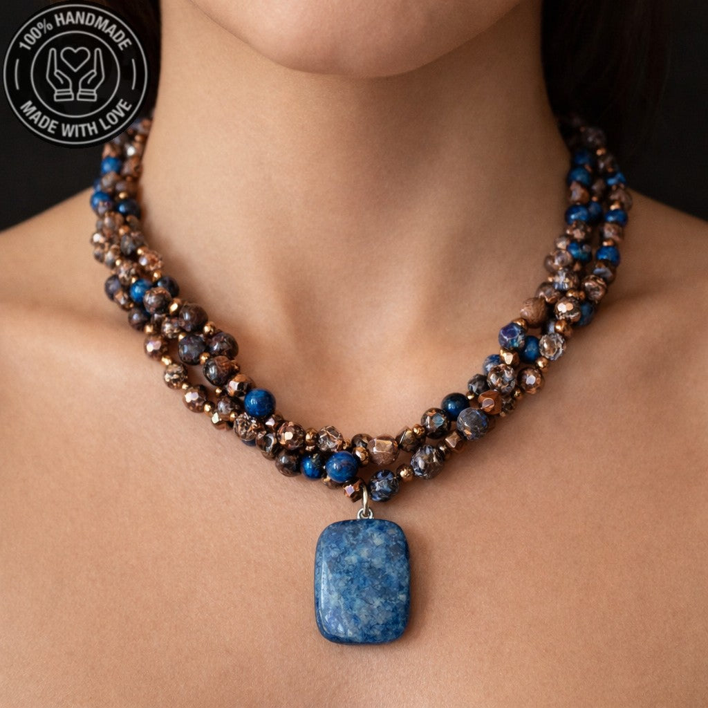 Jasper Hematit 3 Sıralı Ayrılabilen Denge, Güç Ve Huzur Kolyesi