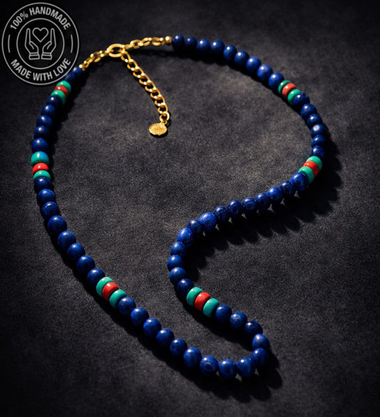 Lapis Turkuaz Mercan Bilgelik, Canlılık Ve Nazardan Korunma Kolyesi