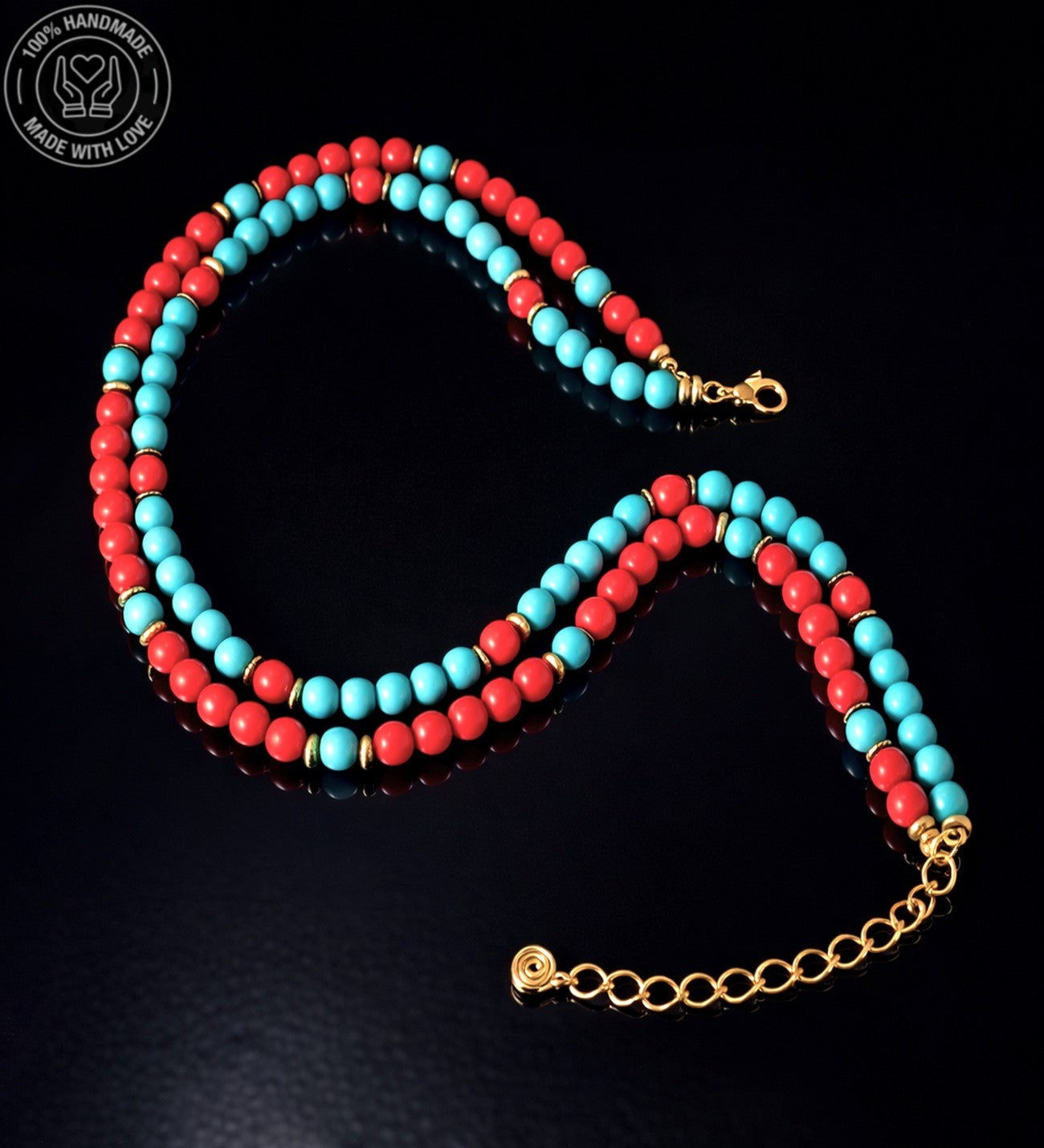 Turkuaz Mercan İletişim Ve Şifa Ve Nazara Karşı Etkili 2 Sıralı Kolye