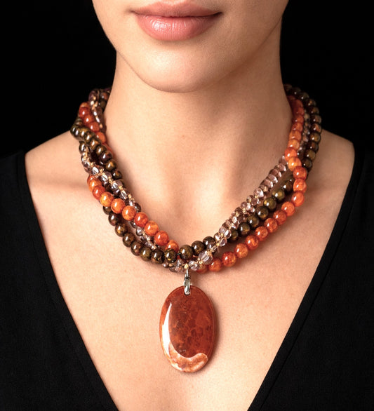 Tiger's Eye Agate Crystal Evil Eye Protection and Courage Necklace