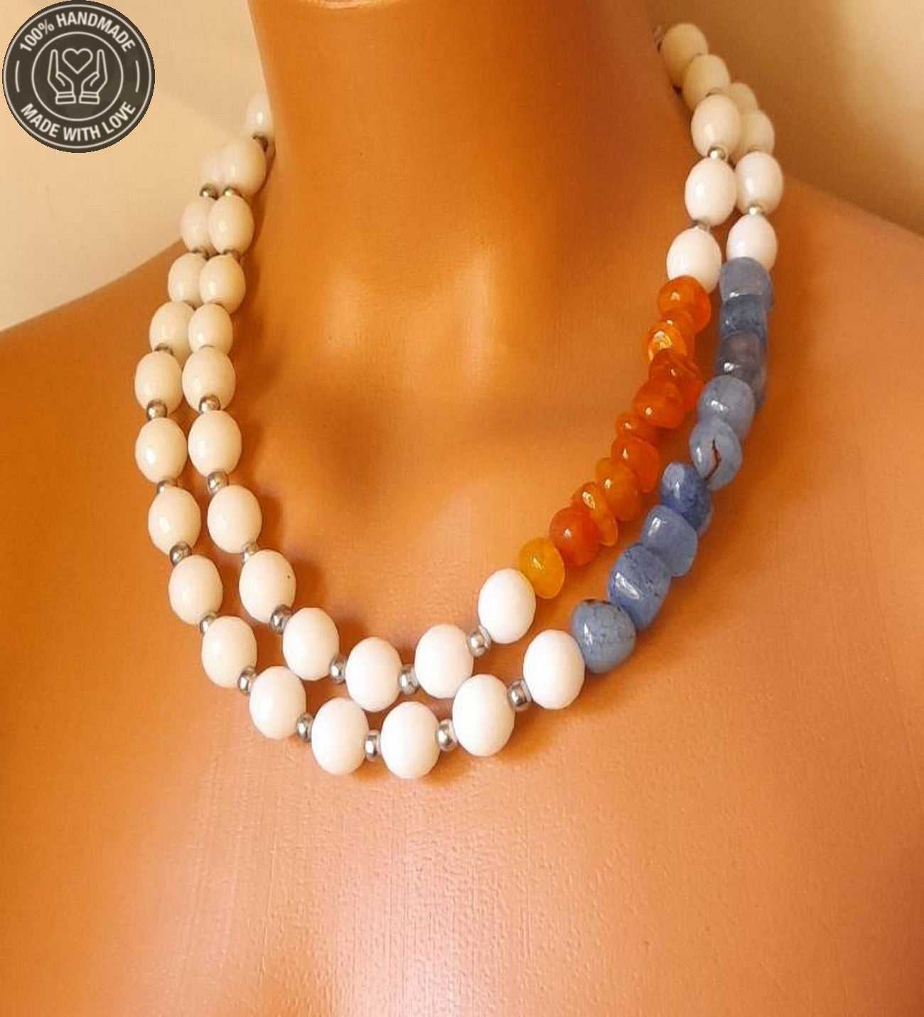 Ceyt Akik 2 Sıralı Ruhsal Rahatlama Mantık Gücü Ve Nazar Koruması Kolyesi