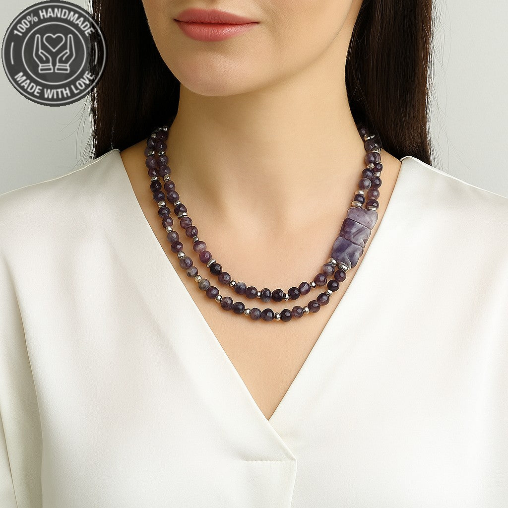 Nazar Koruması Ve Huzur İçin Ametist Hematit Kolye