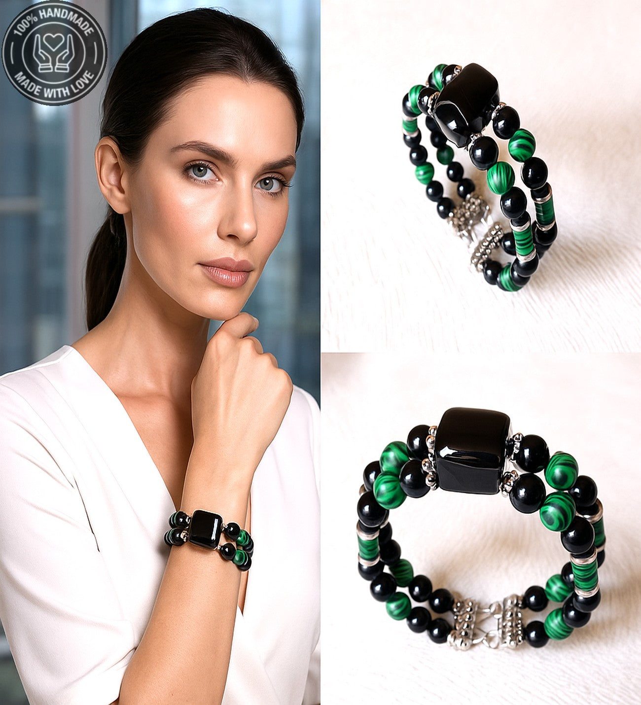 Nazar Koruması, Güç Ve Denge İçin Oniks Malahit Akik Bileklik