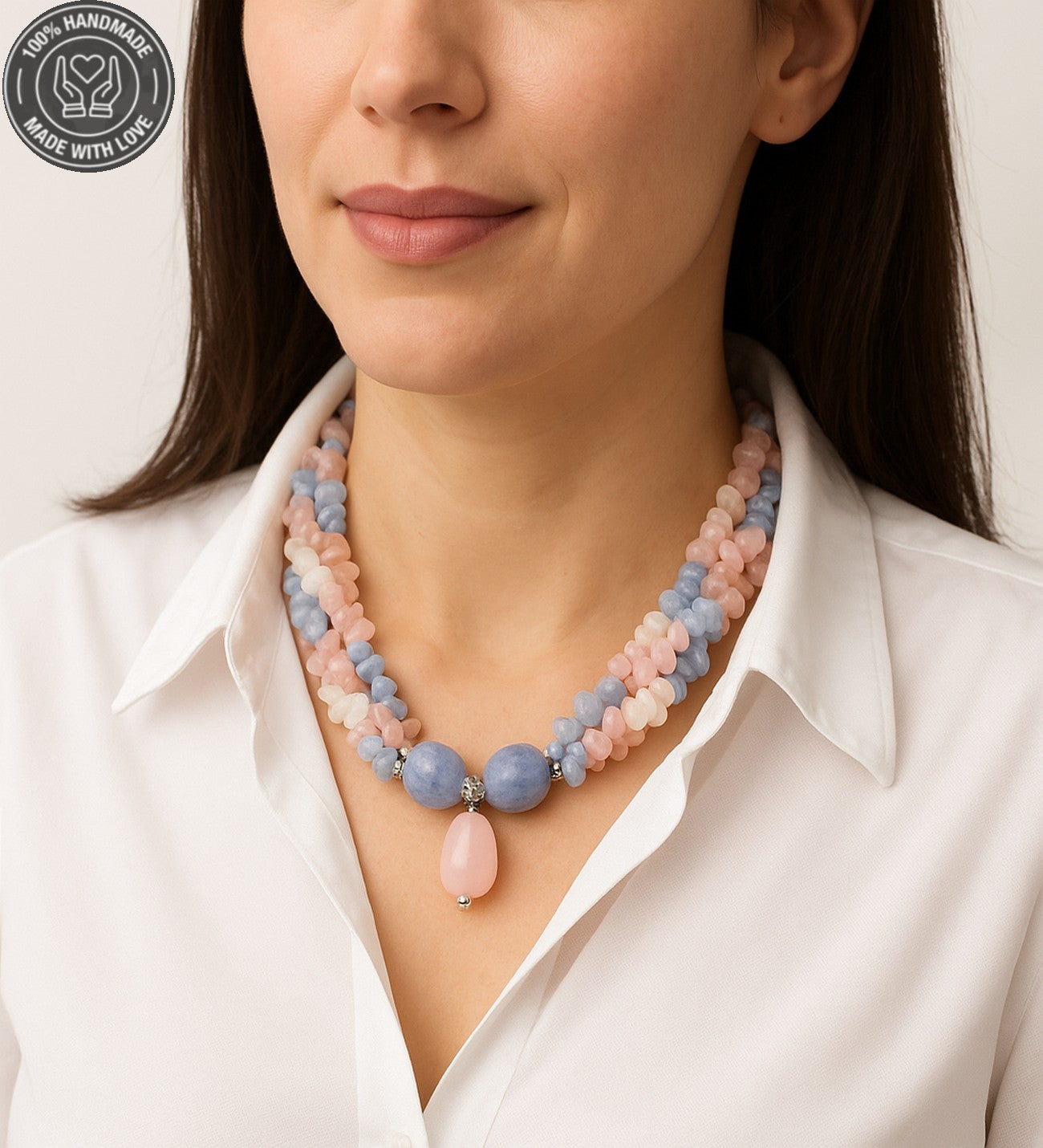 3 Sıralı Akik Kuvars Stres Azaltma Duygusal Denge Ve Pozitif Enerji Kolyesi