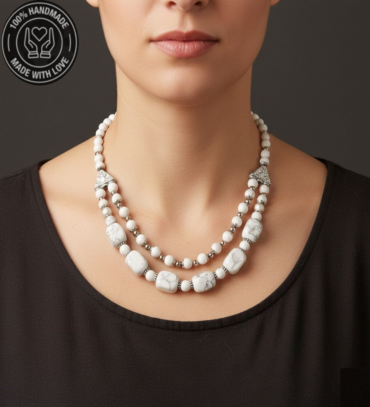 Havlit Iki Sıralı Pozitif Enerji Sakinlik Ve Denge Kolyesi