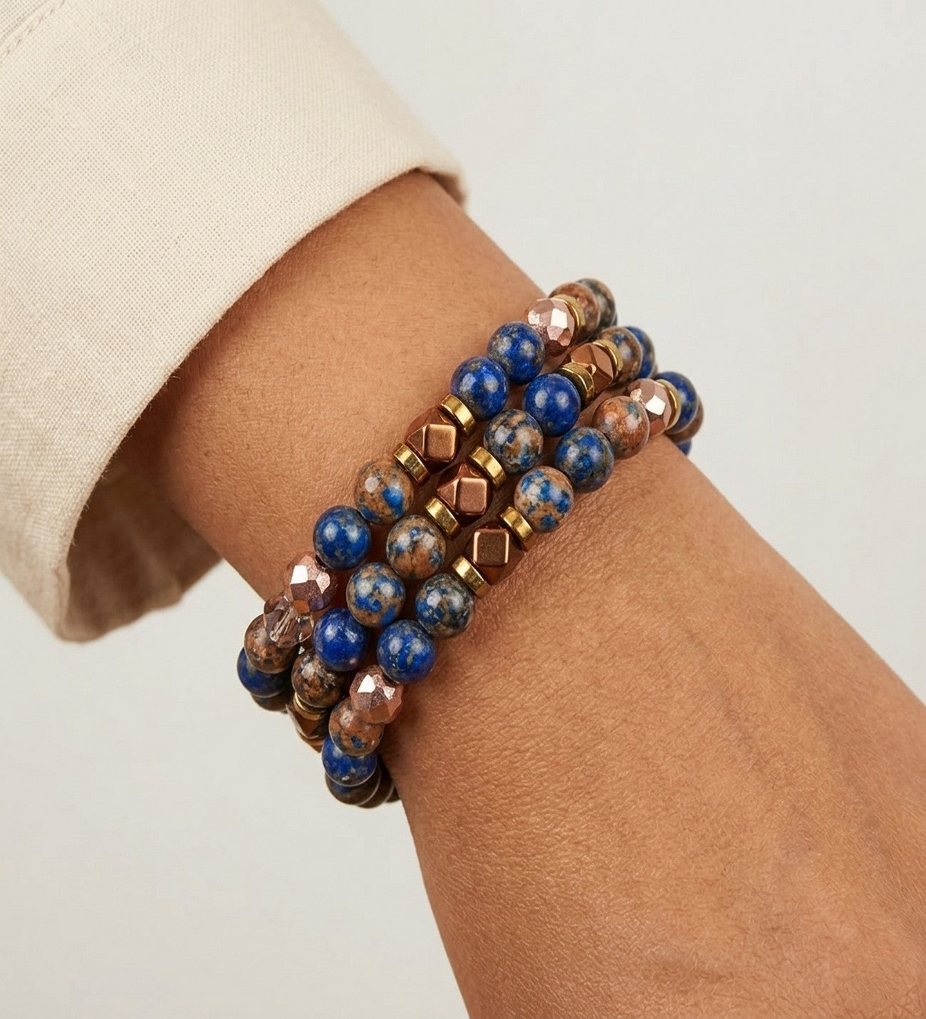 Ceyt ve Lapis Lazuli Odak ve Koruyucu Enerji 3 Sıralı Bileklik