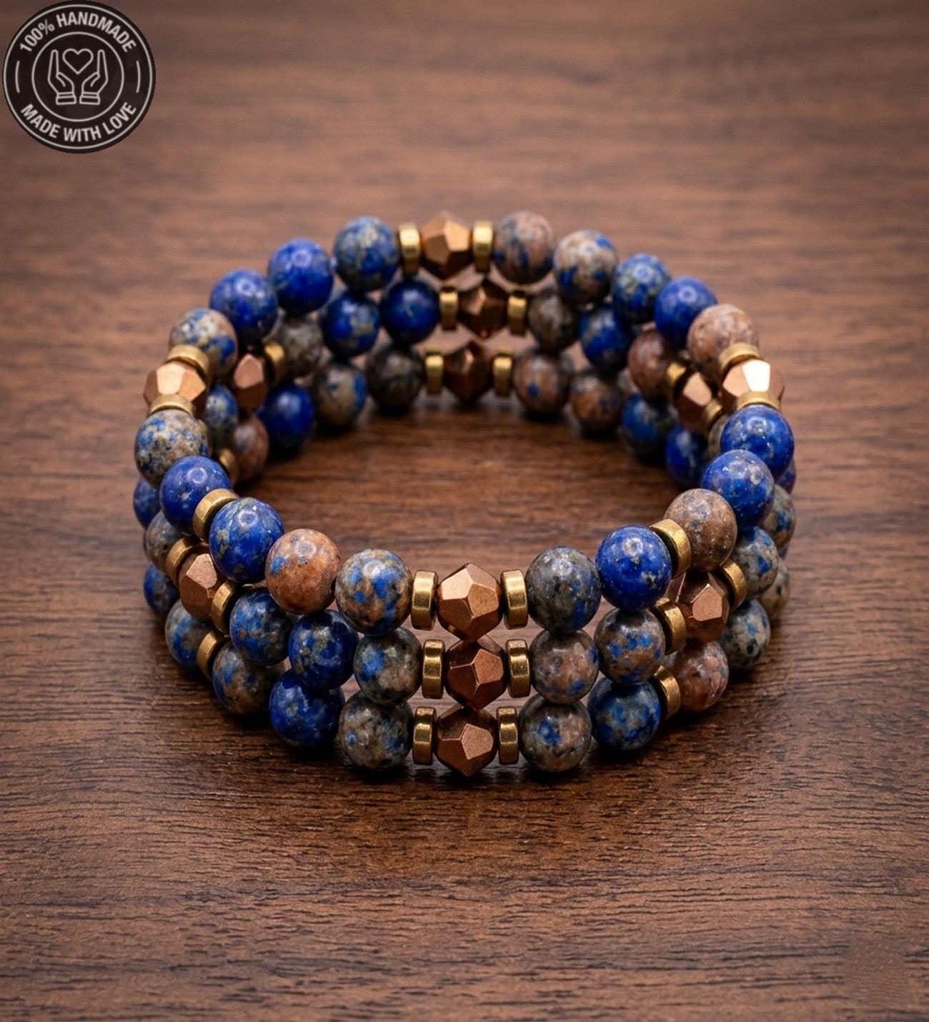 Ceyt ve Lapis Lazuli Odak ve Koruyucu Enerji 3 Sıralı Bileklik