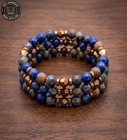 Ceyt ve Lapis Lazuli Odak ve Koruyucu Enerji 3 Sıralı Bileklik