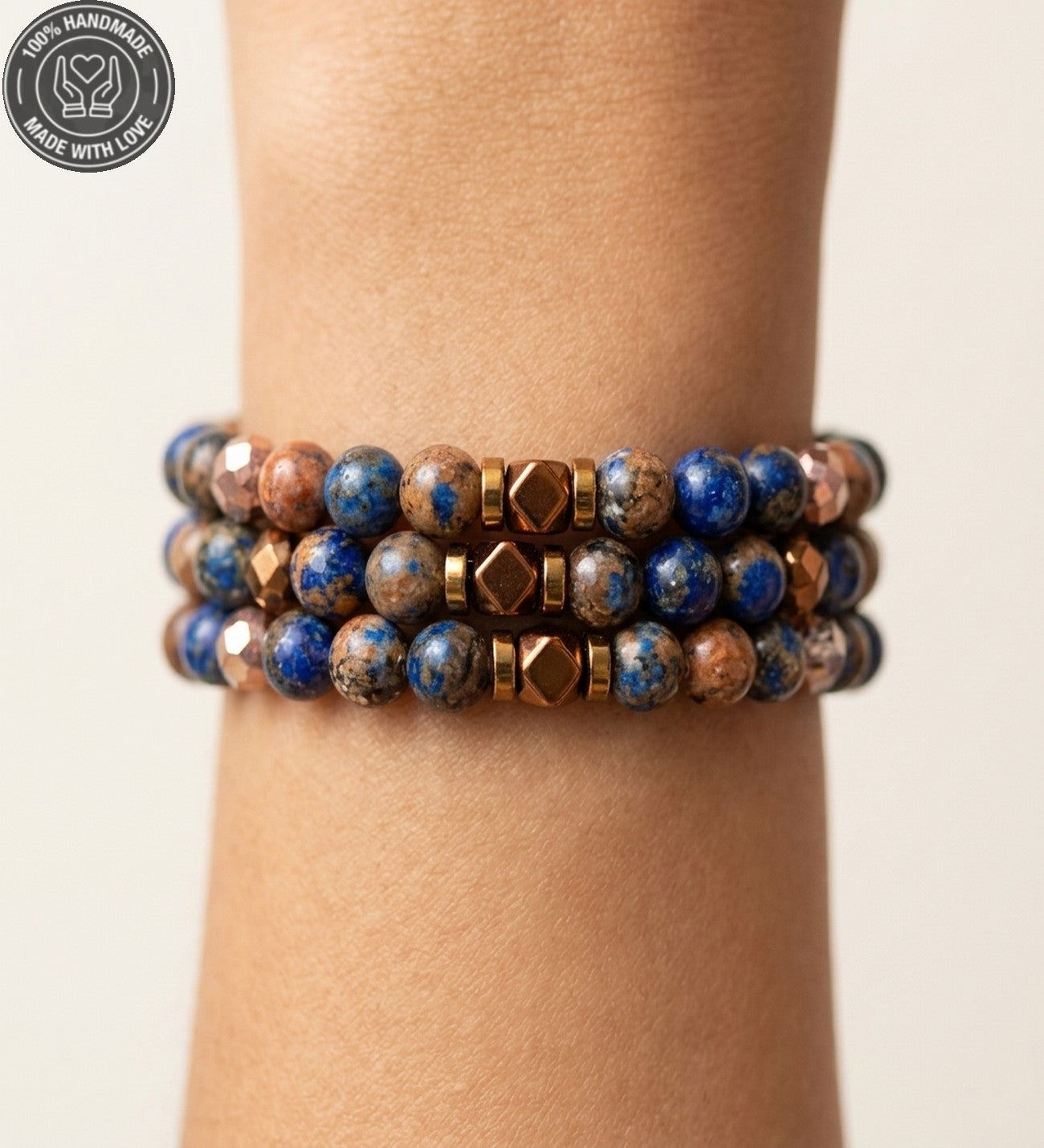 Ceyt ve Lapis Lazuli Odak ve Koruyucu Enerji 3 Sıralı Bileklik
