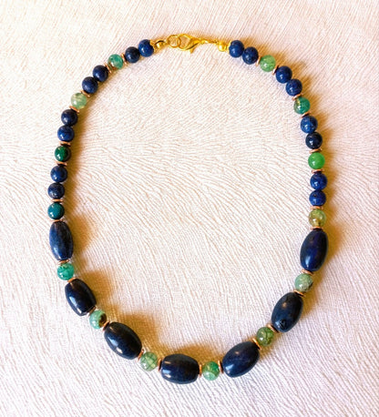 Bilgelik Ve Nazardan Korunma İçin Lapis Lazuli Yeşil Akik Kadın Kolye
