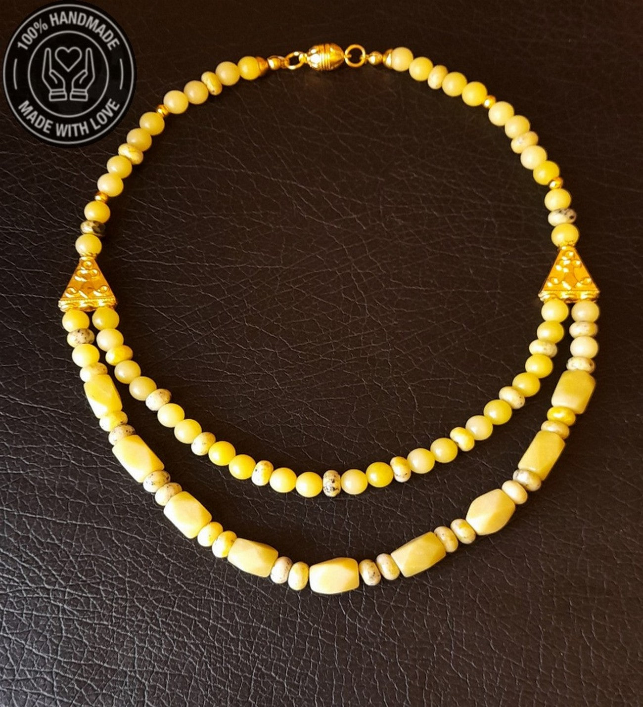 Peridot (zebercet ) Iki Sıralı Bolluk Ve Şifa Kolyesi