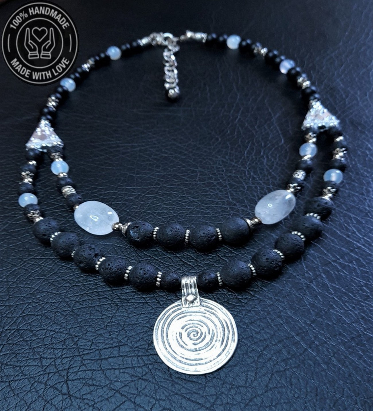 Lav Taşı Dumanlı Kuvars Güç Ve Cesaret Için Afrika Kolye