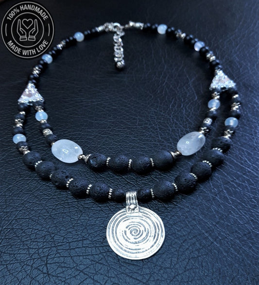 Lav Taşı Dumanlı Kuvars Güç Ve Cesaret Için Afrika Kolye