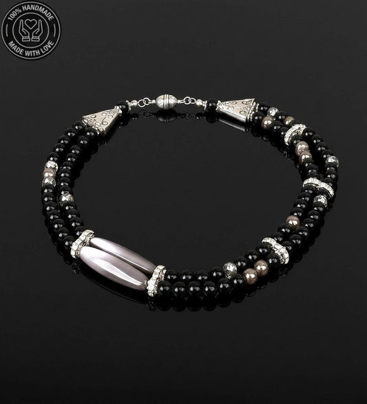 Oniks Sedef Nazardan Koruma Ve Zihin Açıklığı Için 2 Sıralı Kolye