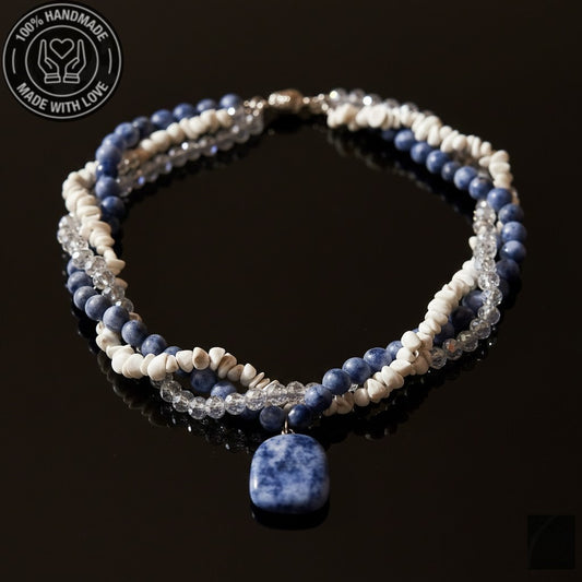 Sodalit Havlit Kristal 3 Sıralı Odaklanma Mantık Ve Zihinsel Berraklık Kolyesi